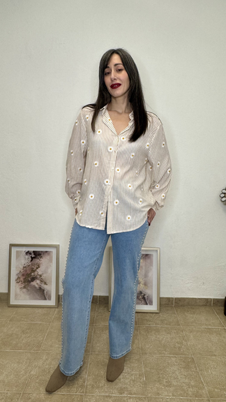 Camisa Margaritas Beige - Imagen 2